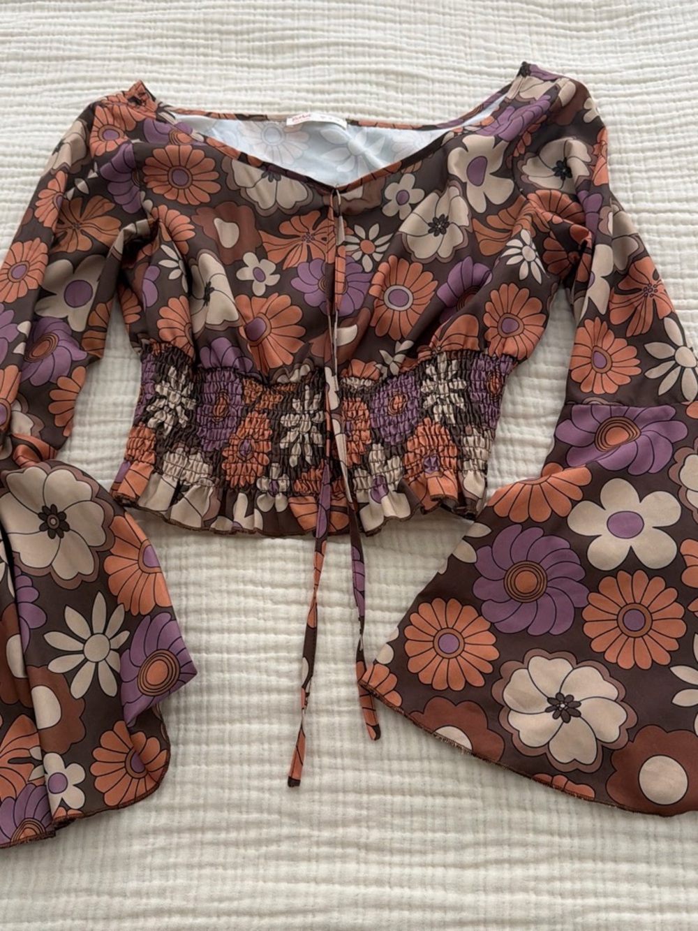 Floral Smocked Peasant Top - Multicolor t